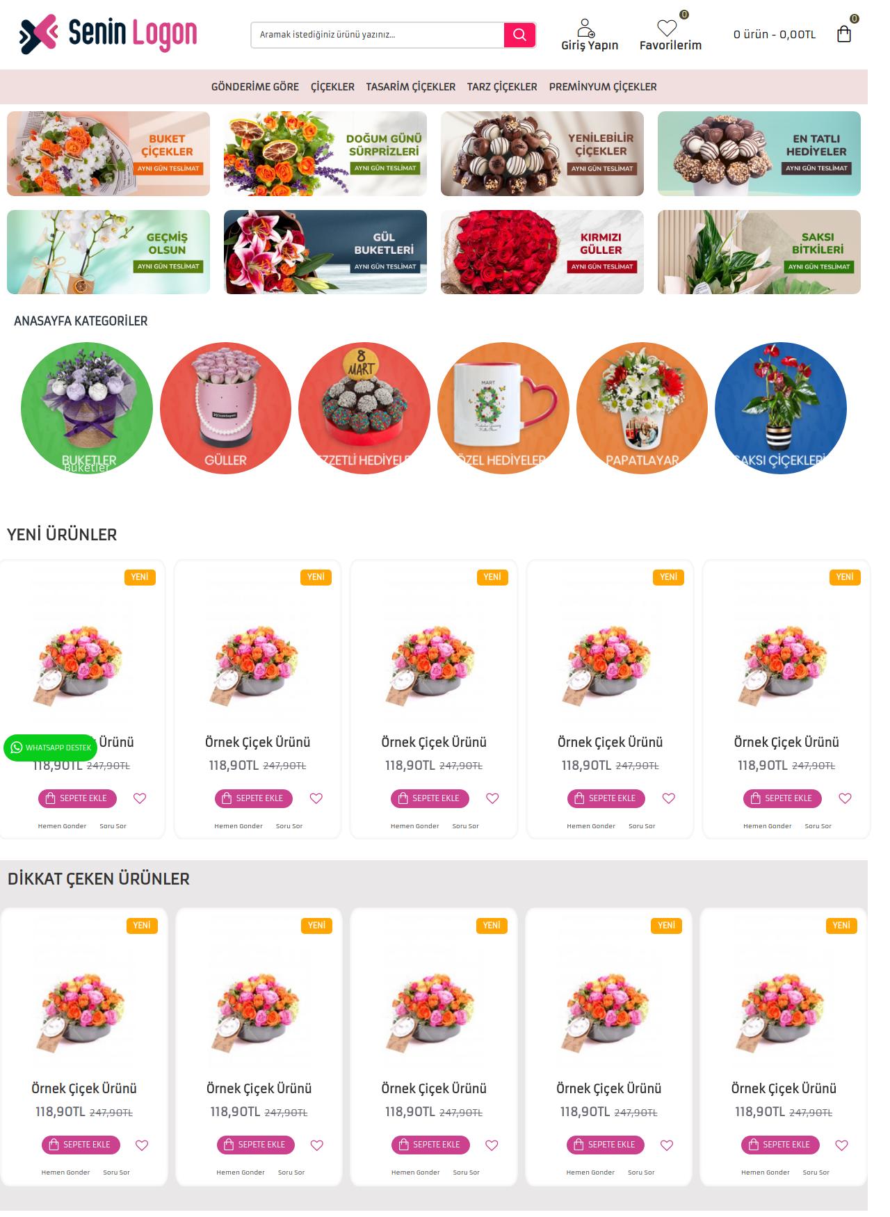 Çoklu Dil Çiçek Yazılımı Demo 12